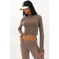 Weiches strukturiertes Mock-Neck-Crop-Top