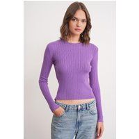 Strukturiertes Geripptes Slim-Fit Langarmshirt