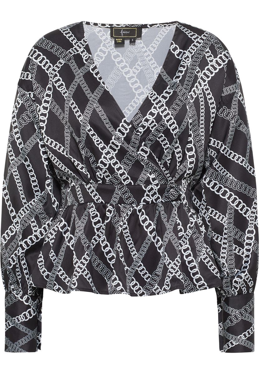 Bluse mit Kettenprint und Schößchen
