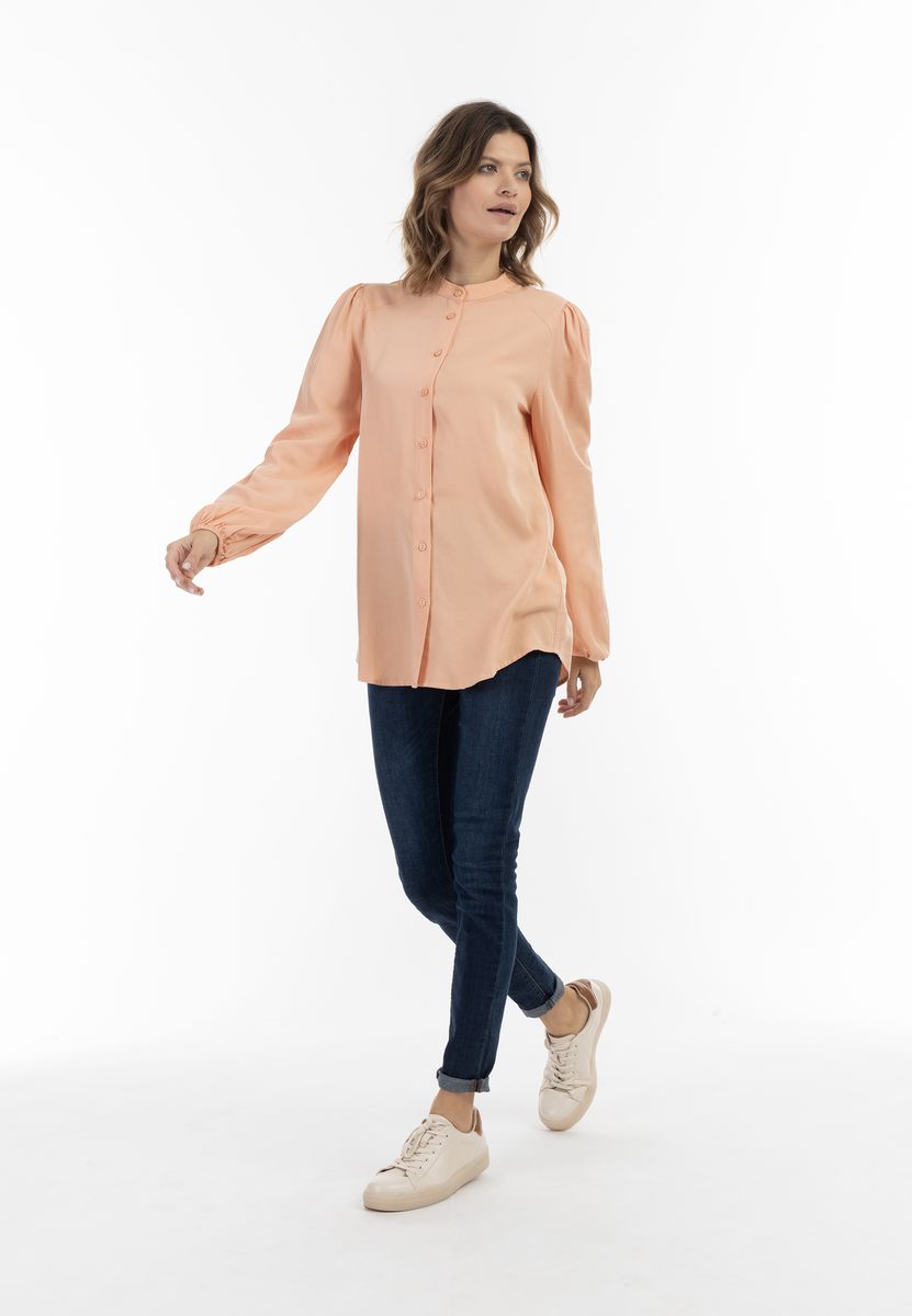 Locker geschnittene Bluse mit Stehkragen