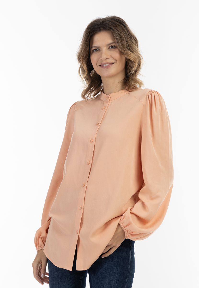Locker geschnittene Bluse mit Stehkragen
