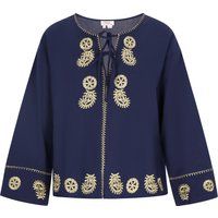 Bestickte Baumwollbluse mit Bindedetails