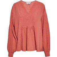 Lockere V-Ausschnitt-Bluse mit Puffärmeln