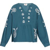 Boho-Bluse mit Stickerei und V-Ausschnitt