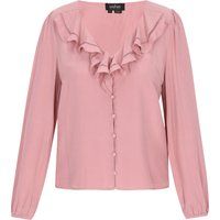 Bluse mit Rüschen-V-Ausschnitt und Laternenärmeln