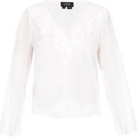 Romantische Rüschenbluse mit V-Ausschnitt