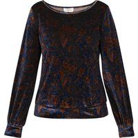 Samtbluse mit Paisleymuster und Laternenärmeln