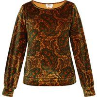 Retro Paisley Samtbluse mit Laternenärmeln
