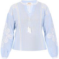 Bestickte Boho-Bluse mit Quasten