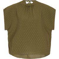 Hochgeschlossene Bluse mit Dobby-Punkten