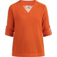 V-Ausschnitt Leinenmix-Bluse mit Spitze
