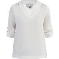 Leinen-Viskose-Bluse mit Spitzendetails