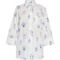 Besticktes Baumwoll-Oversizehemd mit Blumen