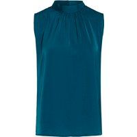 Ärmellose Satinbluse mit Stehkragen