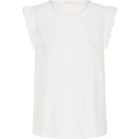 Ärmellose Lochmuster-Bluse mit Volants