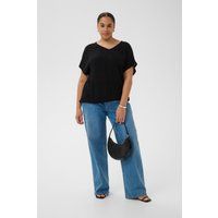 Lockere Strukturbluse mit gerafftem Saum