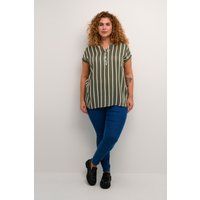 Gestreifte Henley-Bluse mit V-Ausschnitt