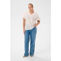 Rüschenbluse mit V-Ausschnitt und Spitze