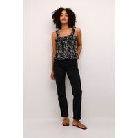 Gesmoktes Peplum-Oberteil mit Grafikprint