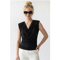 Ärmellose Bluse mit Wasserfallausschnitt
