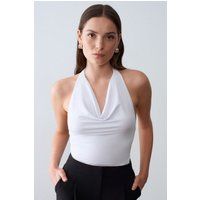 Halterneck-Top mit Wasserfallausschnitt