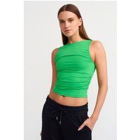 Crop-Top mit Raffungen und Bootsausschnitt