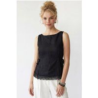 Ärmellose Popeline-Bluse mit Spitze