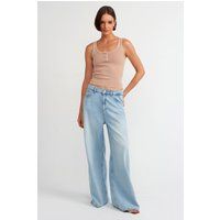 Geripptes Henley Slim-Fit Top