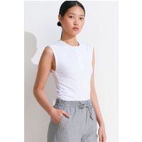 Geripptes ärmelloses Henley-Top