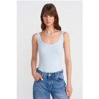 Ärmelloser gerippter Rundhals-Bodysuit