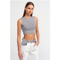 Minimalistisches Ärmelloses Jersey Crop-Top
