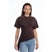 Drapierte asymmetrische Jersey-Bluse