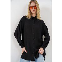 Oversized Strukturierte Lange Hemdbluse