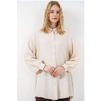 Strukturierte Oversized-Langbluse mit Hemdkragen