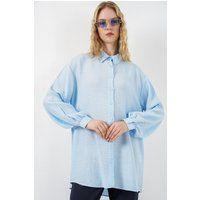 Übergroße strukturierte lange Bluse