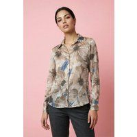 Florale Chiffon-Hemdbluse mit Knöpfen