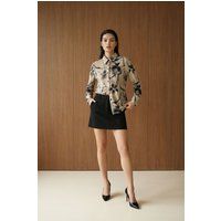 Hemd mit abstraktem Print und Velours-Textur