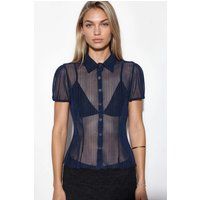 Transparentes Mesh-Hemd mit Knöpfen