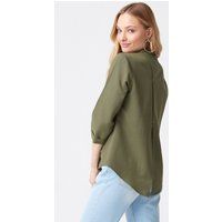 Minimalistische Popeline-Bluse mit Dreiviertelarm