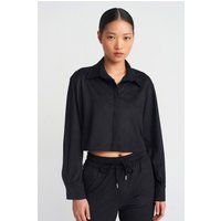 Kurzes Faux-Suede Knopfhemd