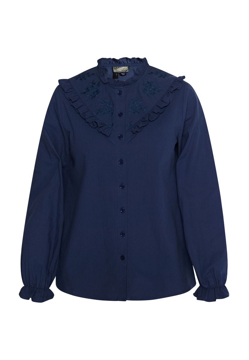 Rüschenbluse mit floraler Stickerei