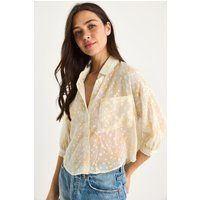 Transparentes Jacquard-Hemd mit Blumenmuster