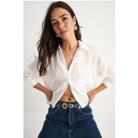 Strukturierte Bluse mit Knopfleiste