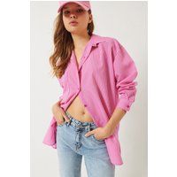 Leuchtendes gestreiftes Popeline-Overshirt mit Knopfleiste