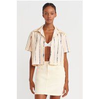 Gestreiftes Crop-Shirt aus Popeline