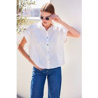 Gestreiftes Boxy-Hemd mit Metallic-Details
