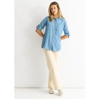 Punktmuster-Hemd in Denim-Optik