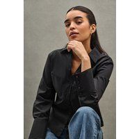 Slim-Fit Popeline-Bluse mit Taschen