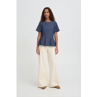 Strukturiertes Denim-Oberteil mit Schößchen