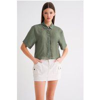 Kurzärmeliges Crop-Shirt mit Schleifen